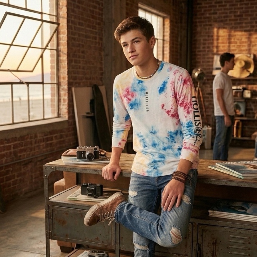 Hollister Multicolor Tie-Dye Long Sleeve size M